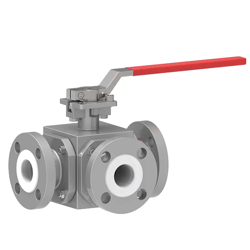 Ptfe fodrade trevägs kulventil‌‌